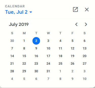 Calendar July 2019